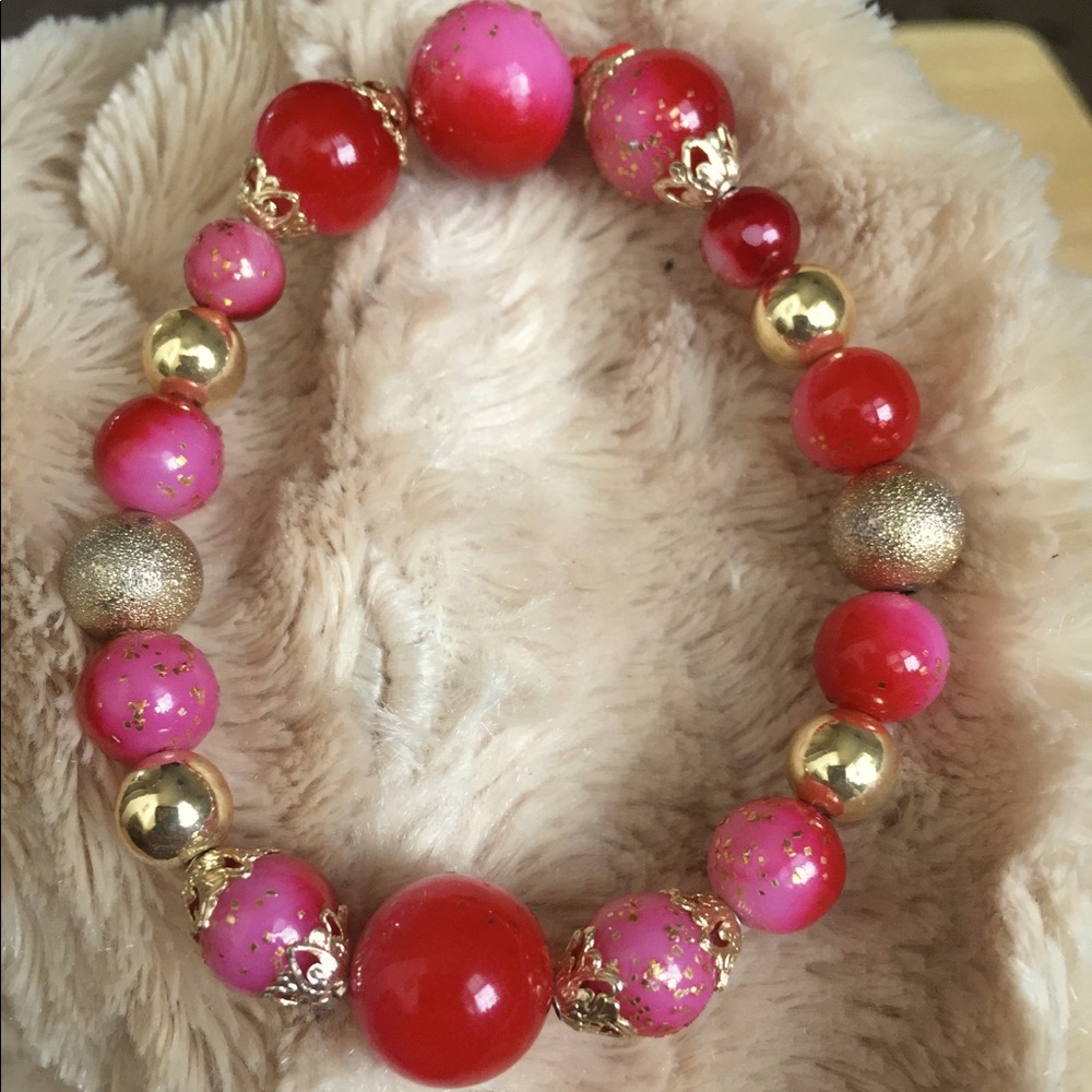 Handcrafted Red&Gold Anklet/Bracelet